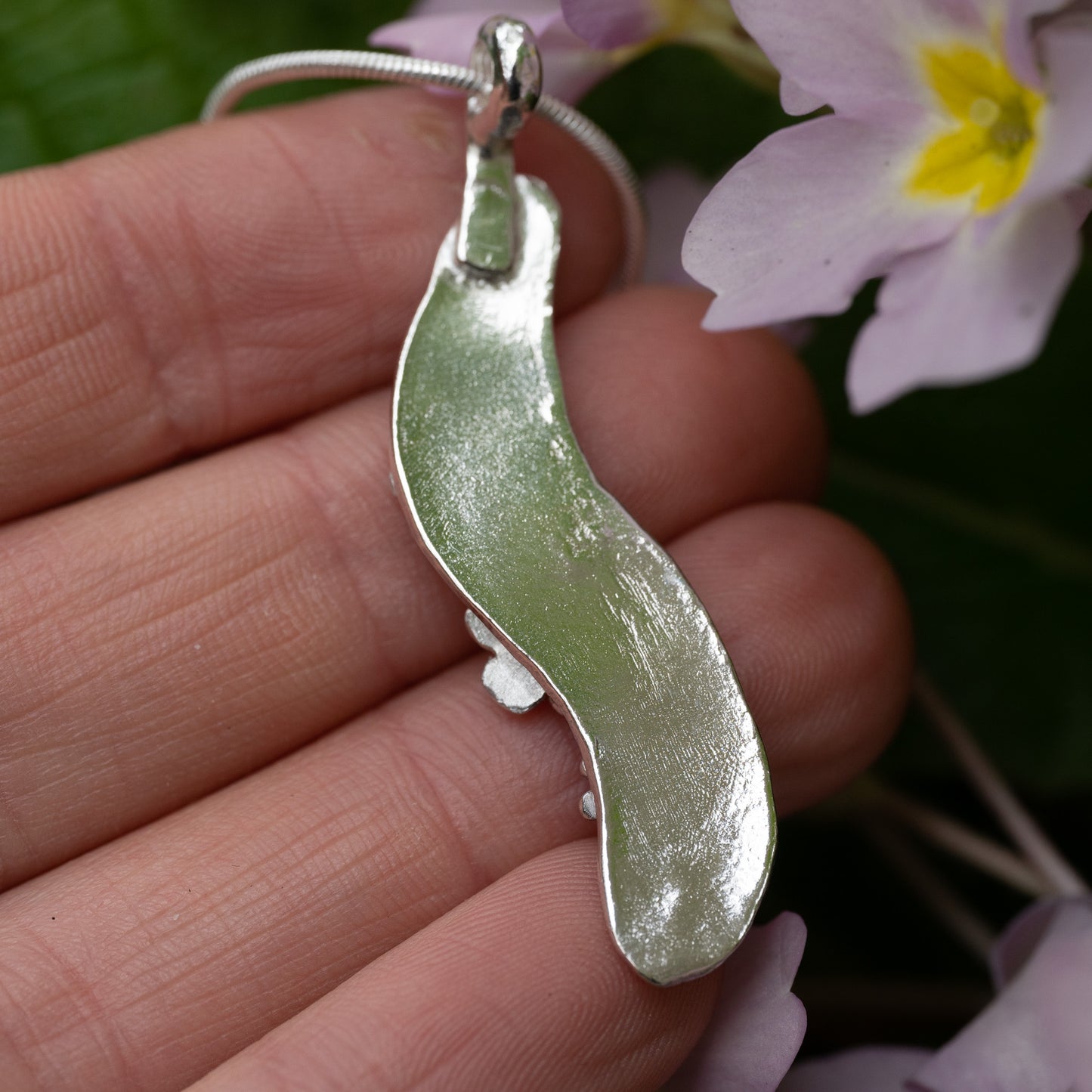Recycled Silver Three Primrose Necklace