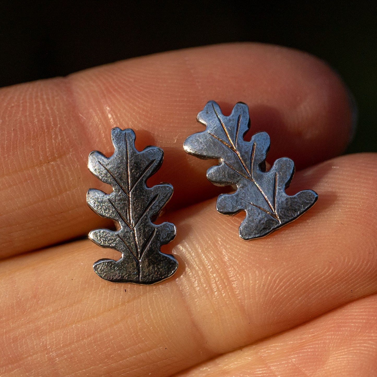 Oak Leaf Stud Earrings Small