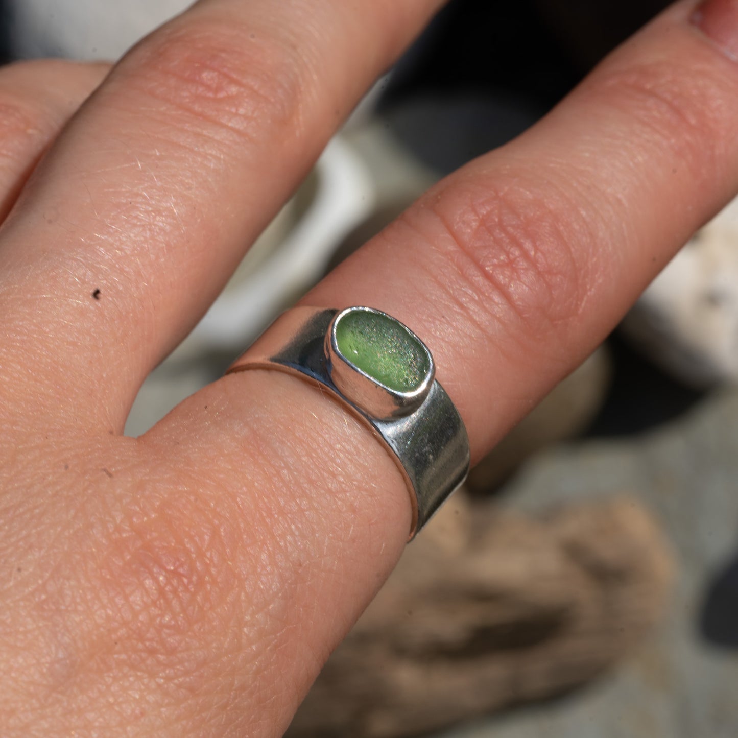 Dorset Green Seaglass Ring - Size M
