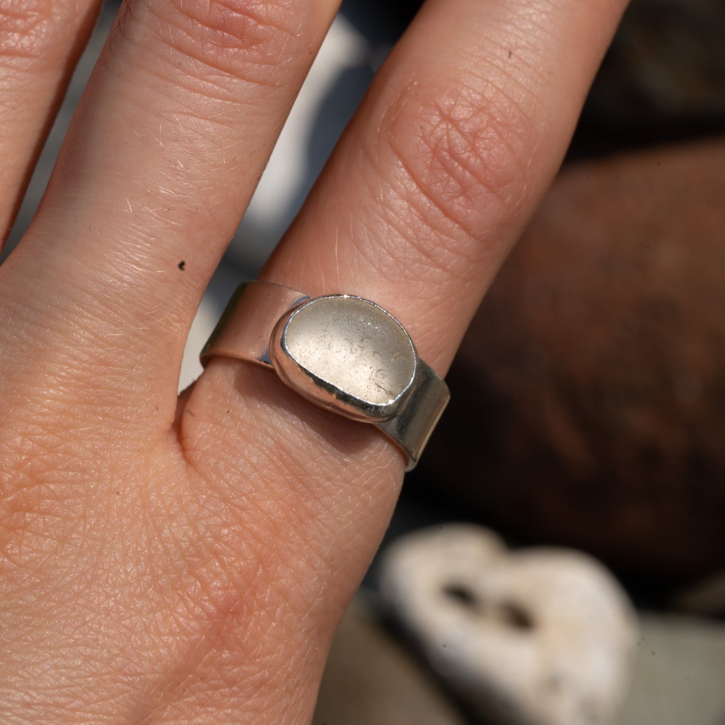 Dorset White Seaglass Ring - Size Q 1/2
