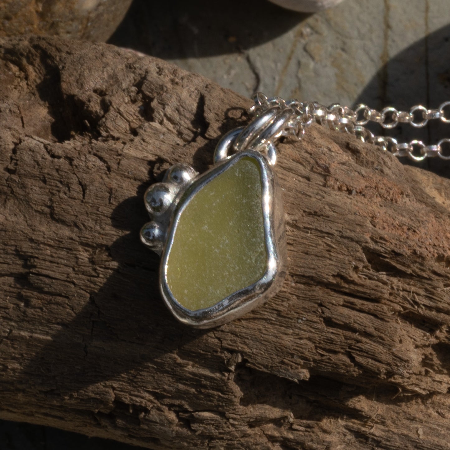 Dorset Lime Green Seaglass Necklace