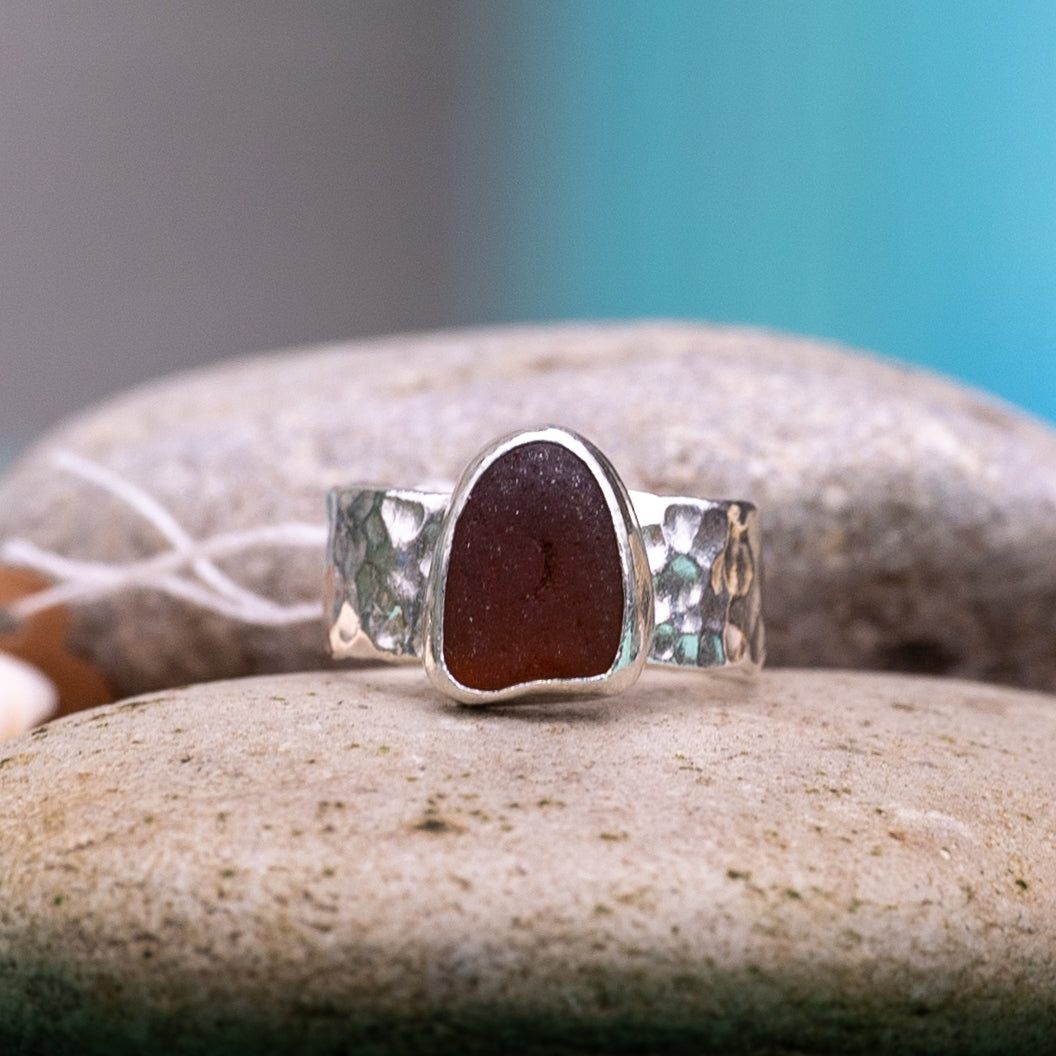 Dorset Brown Seaglass Ring - Size M
