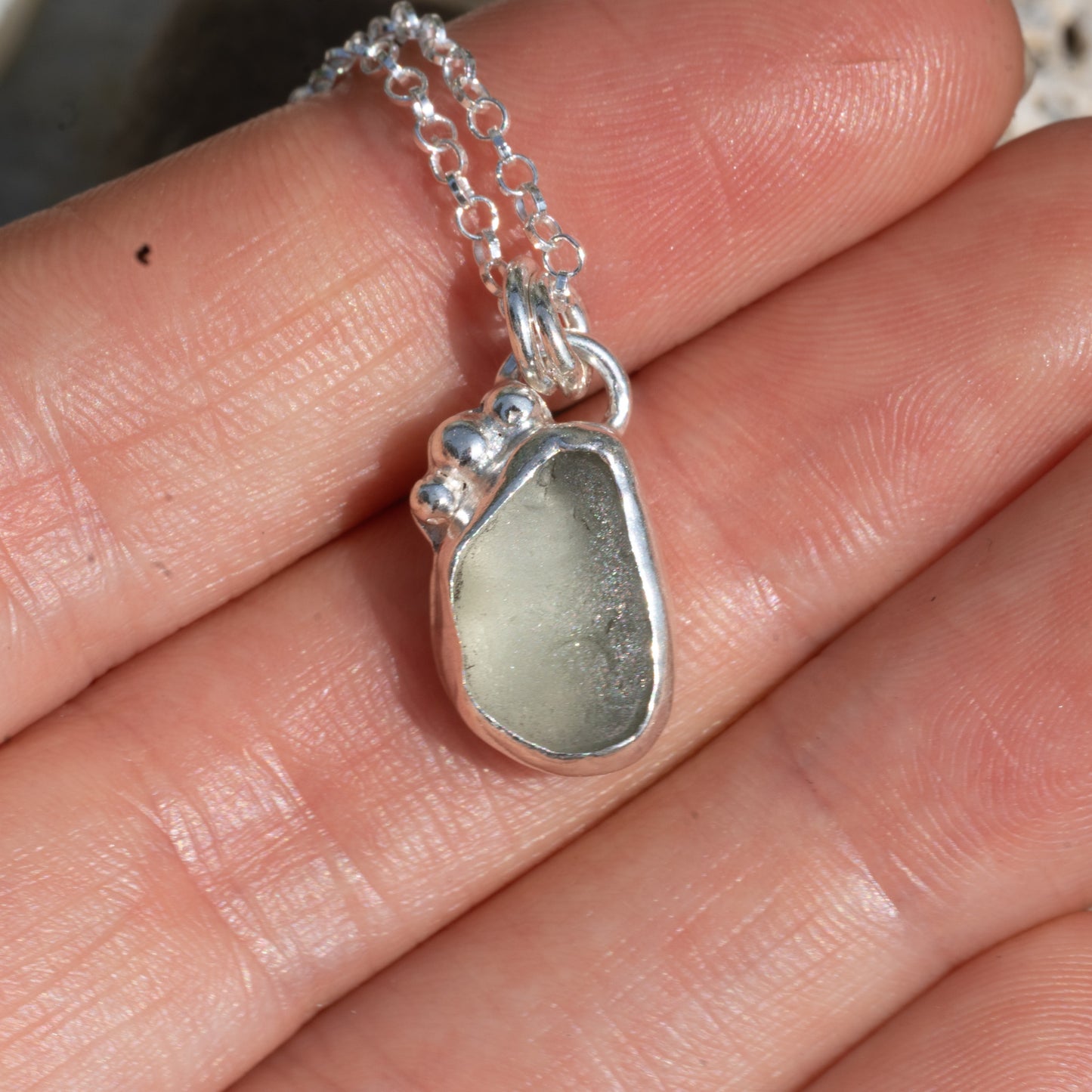 Dorset Clear/Grey Seaglass Necklace