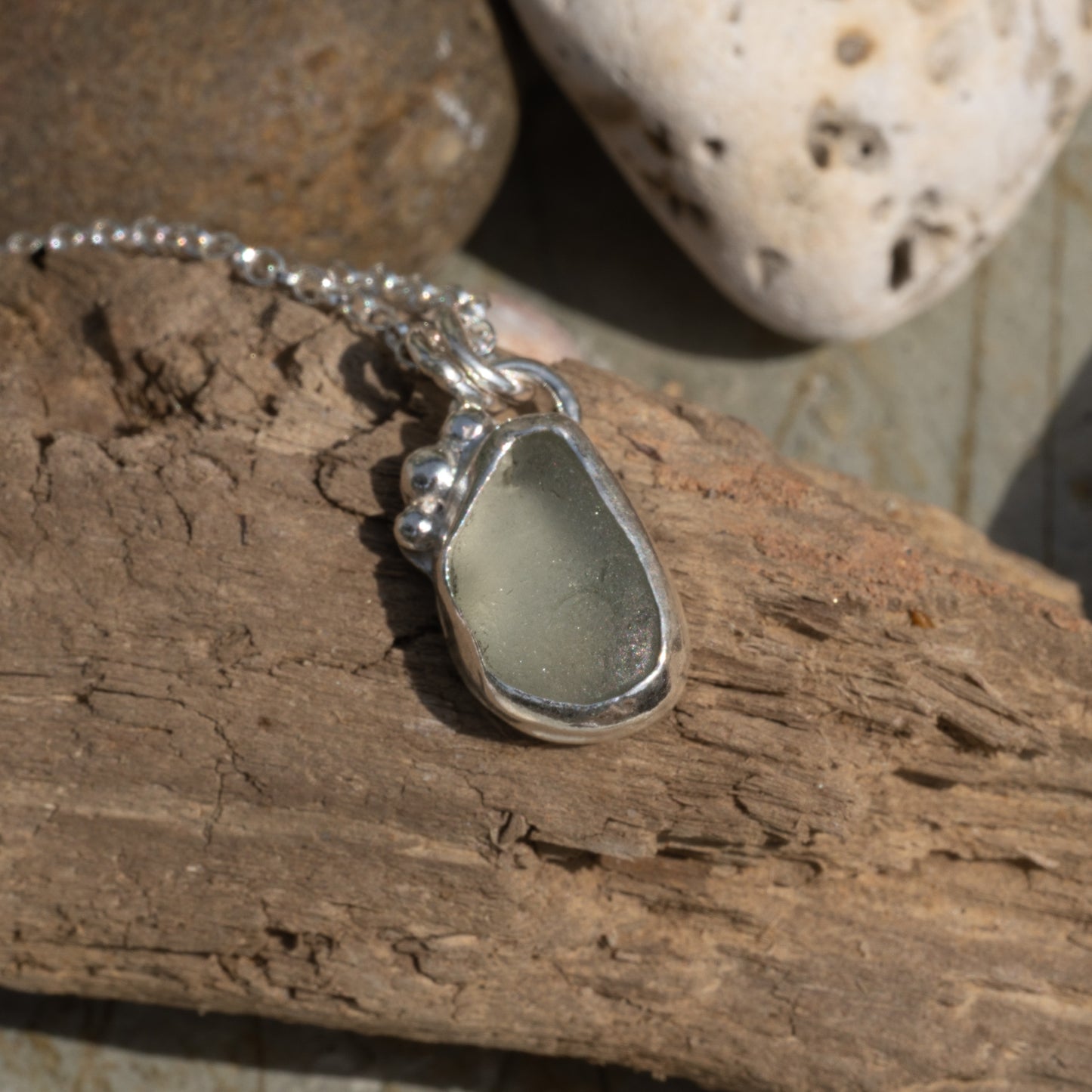 Dorset Clear/Grey Seaglass Necklace