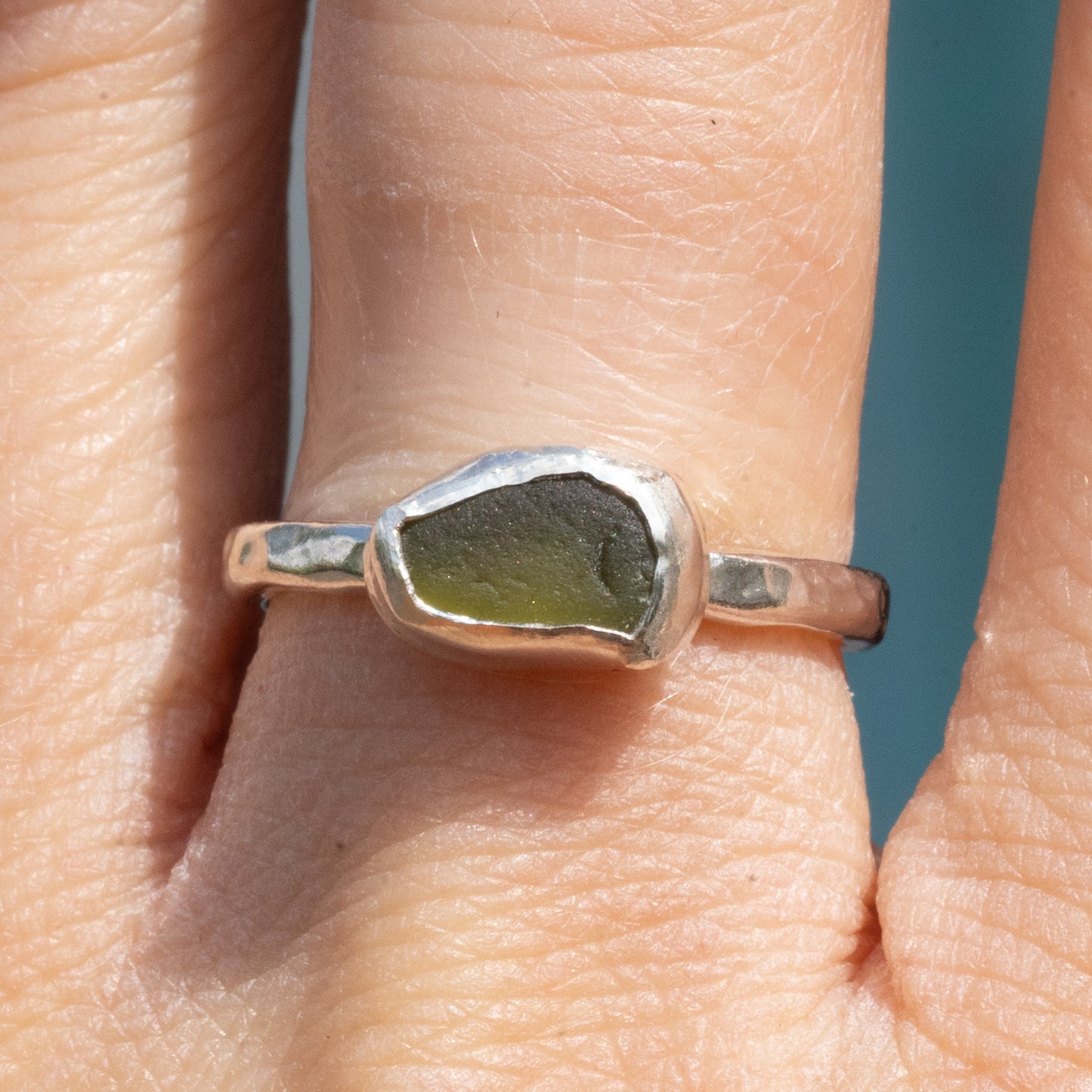 Dorset Green Seaglass Ring - Size L