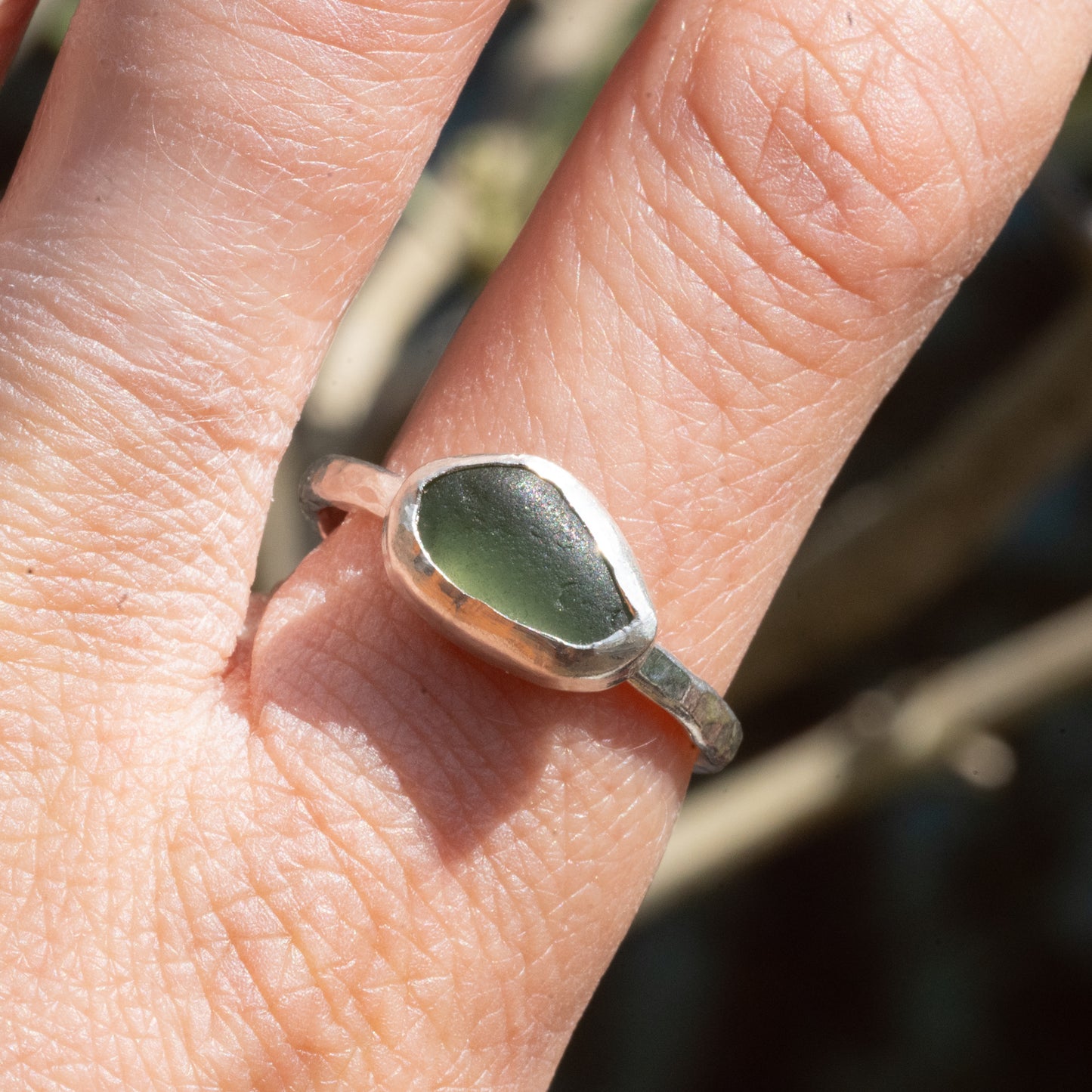 Dorset Green Seaglass Ring - Size S