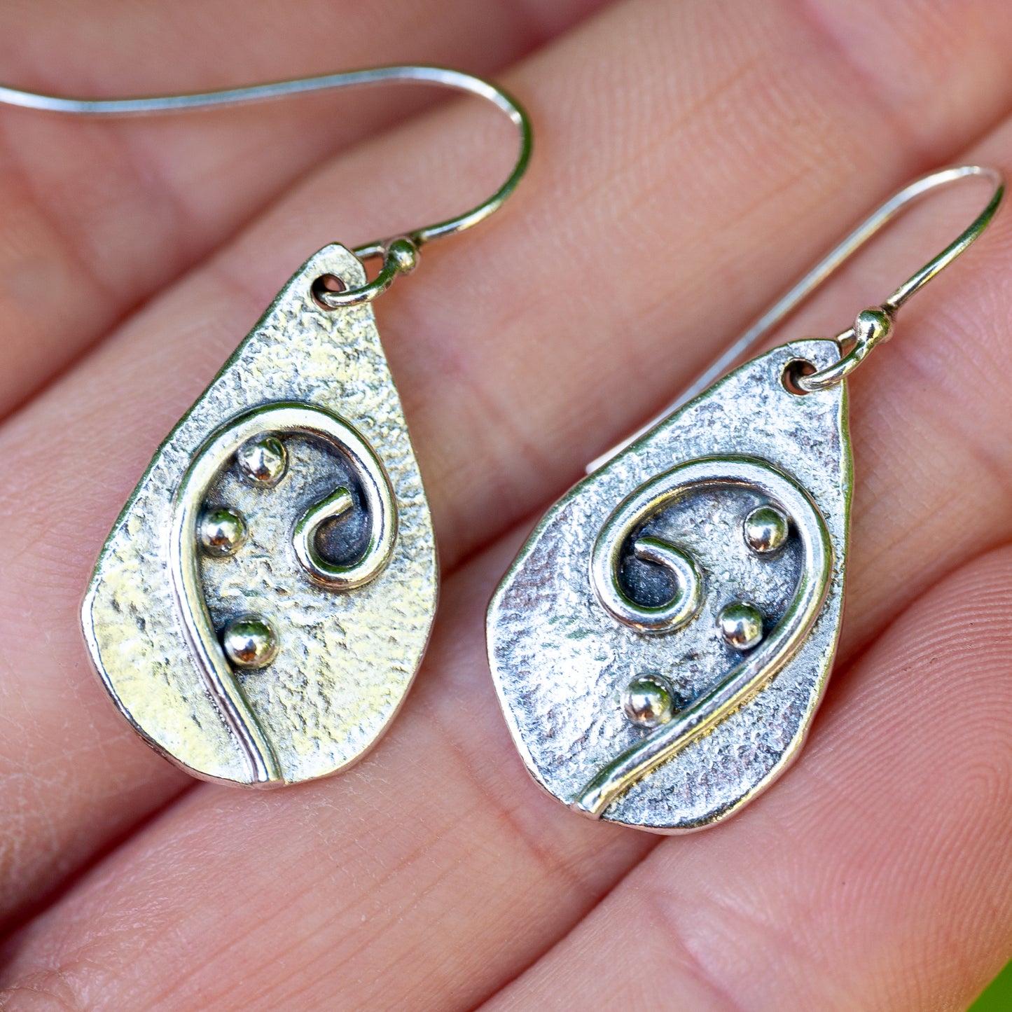 Handmade Silver Fern Earrings - Purbeck Art Weeks