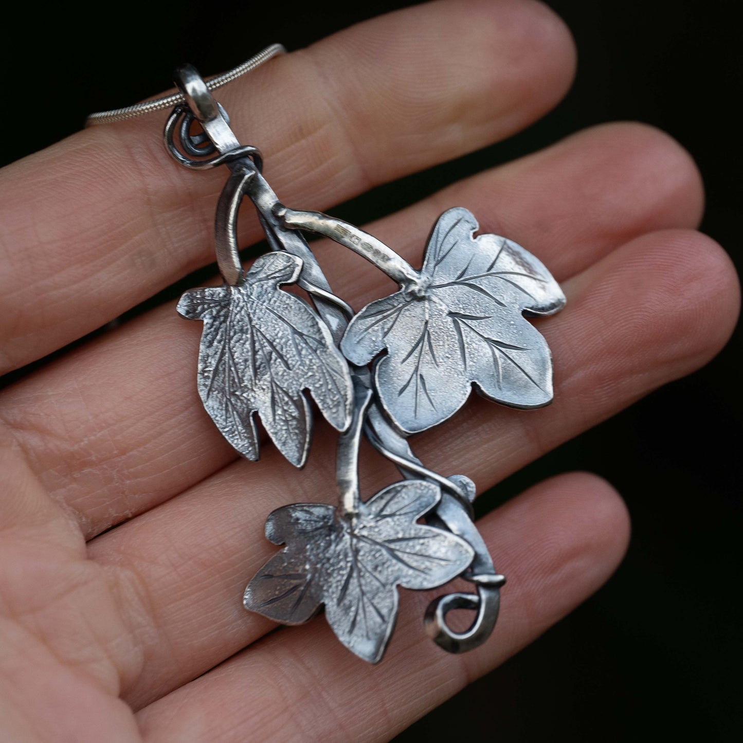 Handmade Silver Ivy Leaf Necklace