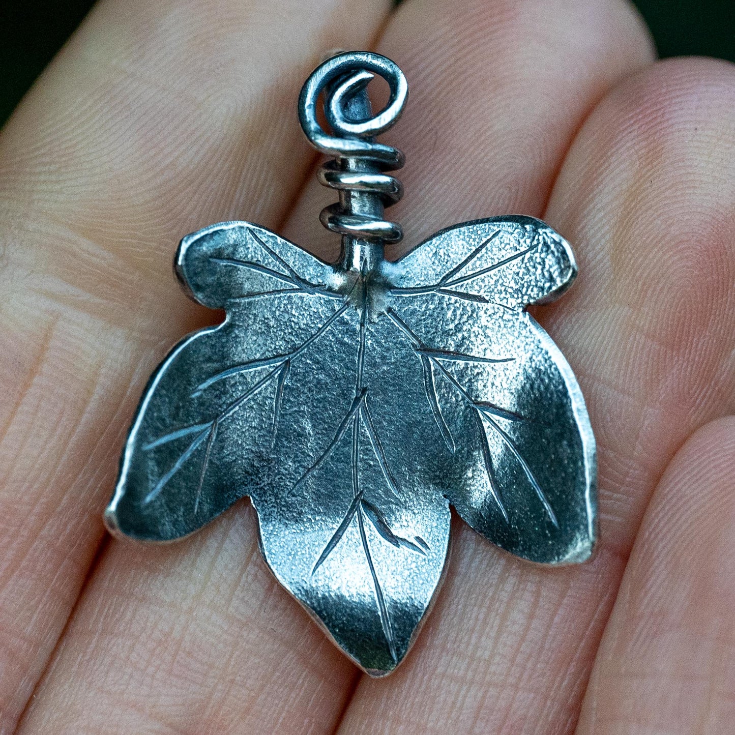 Handmade Silver Ivy Leaf Necklace