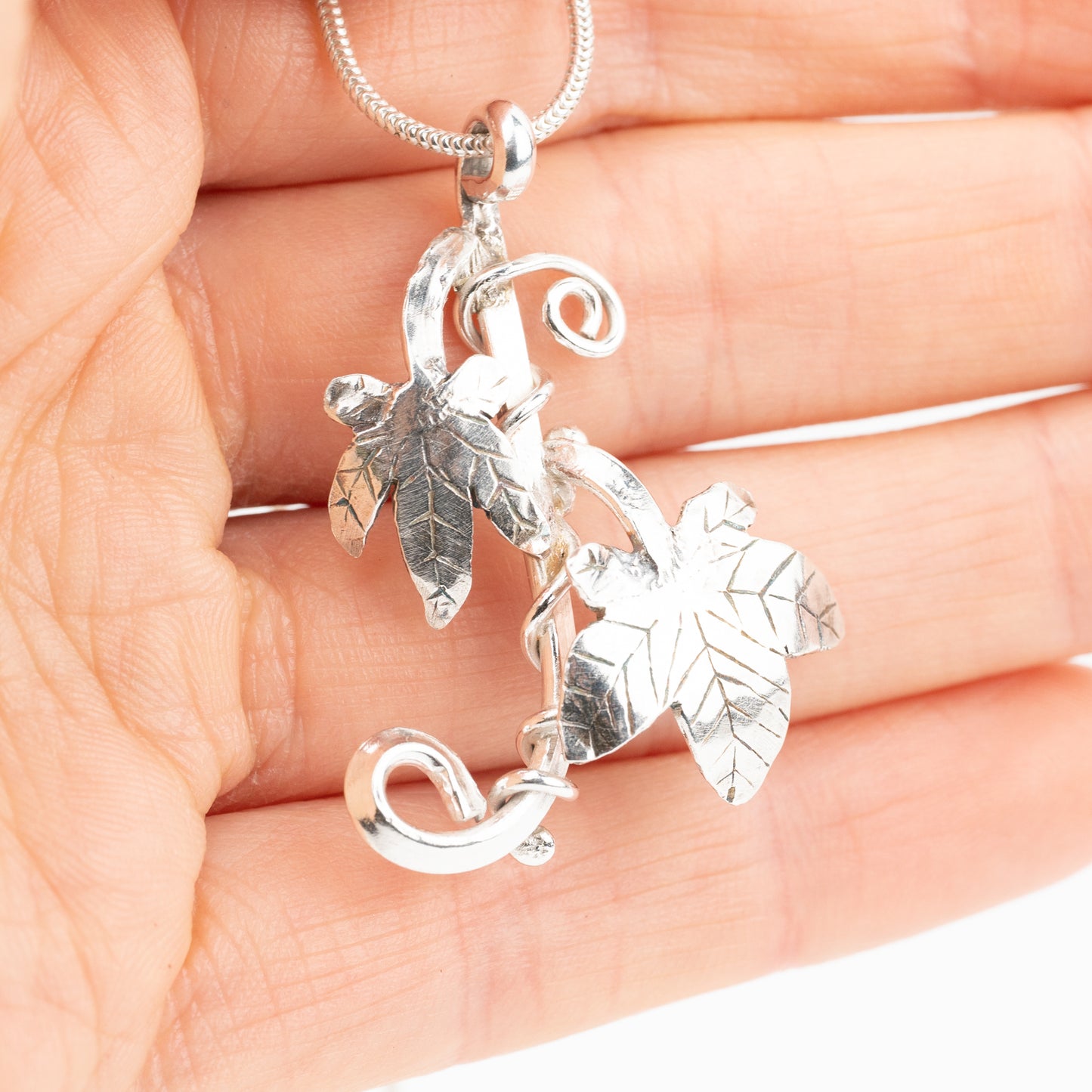 Handmade Silver Ivy Leaf Necklace - Purbeck Arts Week