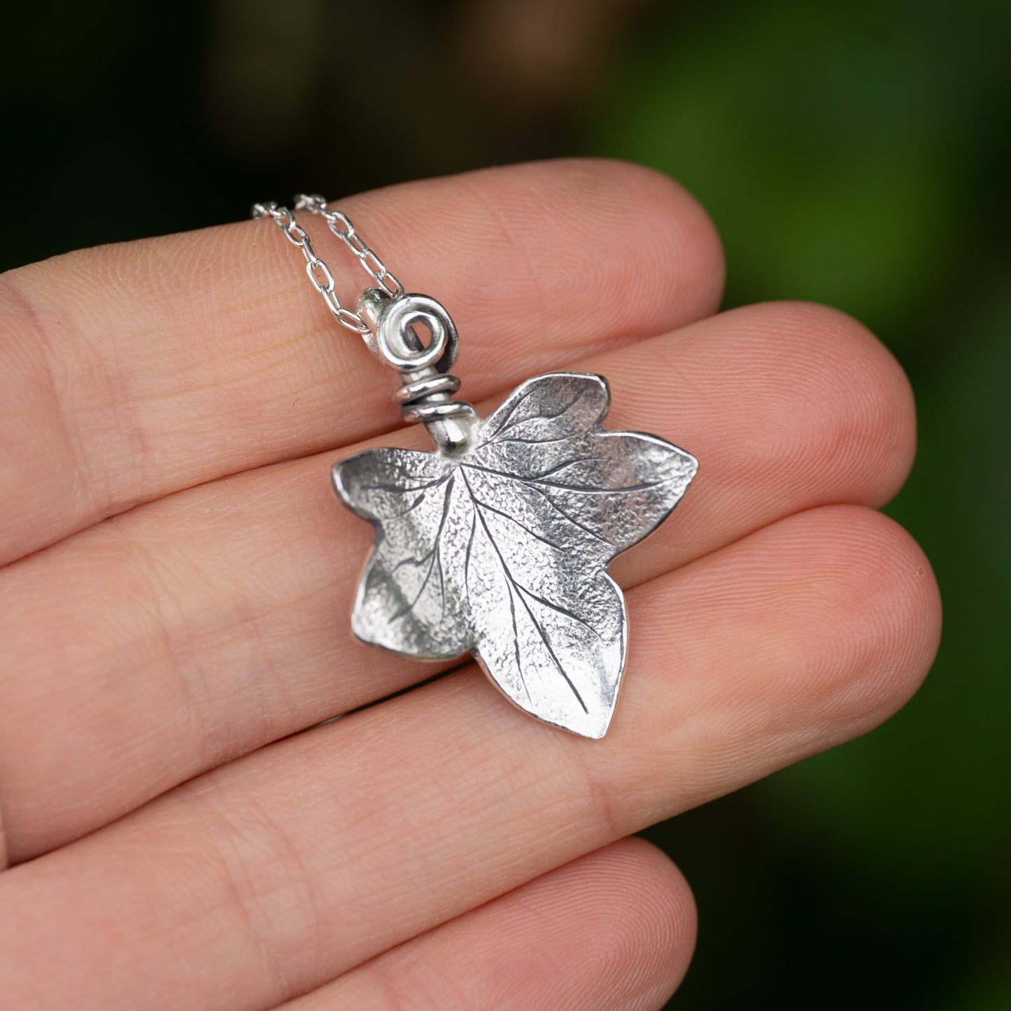 Handmade Silver Ivy Leaf Necklace