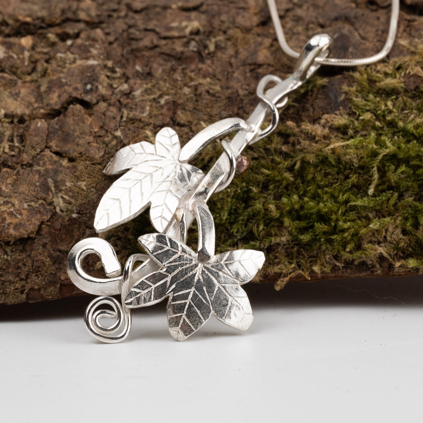 Handmade Silver & Copper Ivy Leaf Necklace