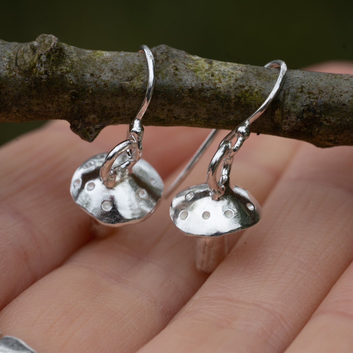 Recycled Silver Mushroom Earrings with Spots - Purbeck Arts Week