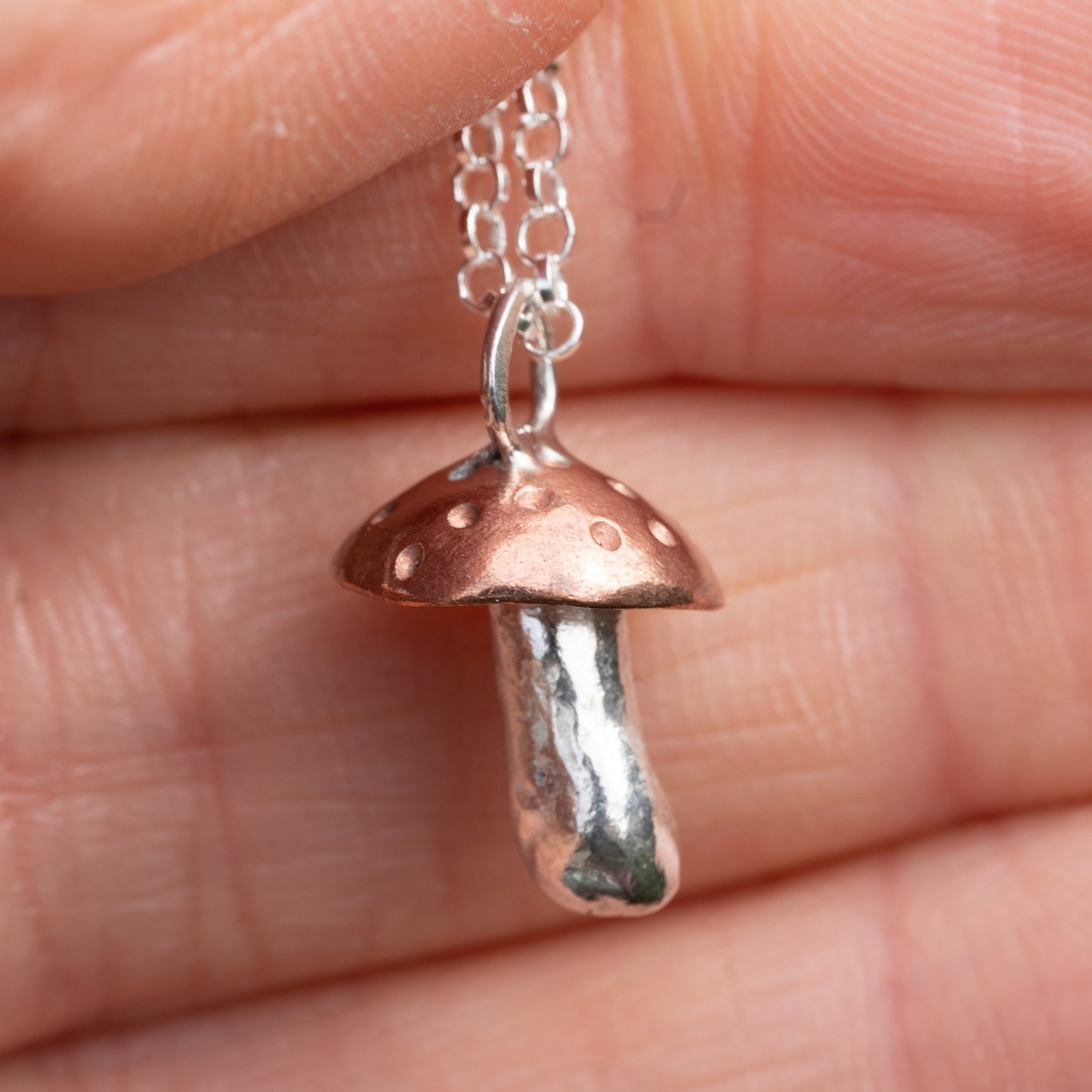 Copper & Silver Mushroom Pendant - Purbeck Arts Week