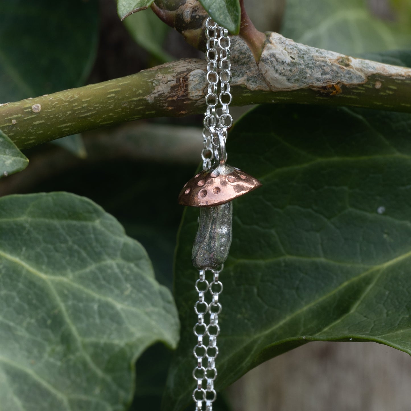 Copper & Silver Mushroom Pendant - Purbeck Arts Week