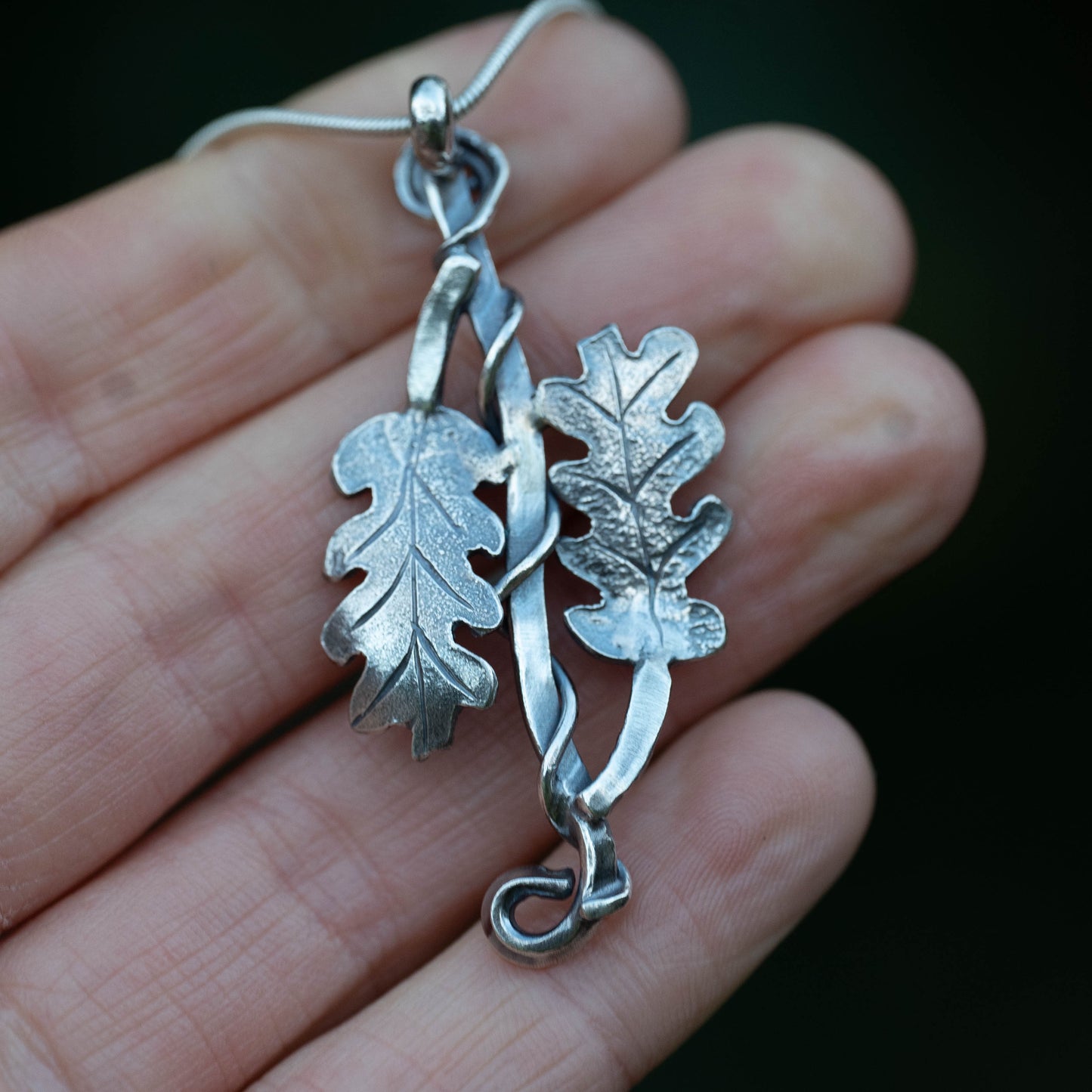 Recycled Silver Oak Leaf Necklace
