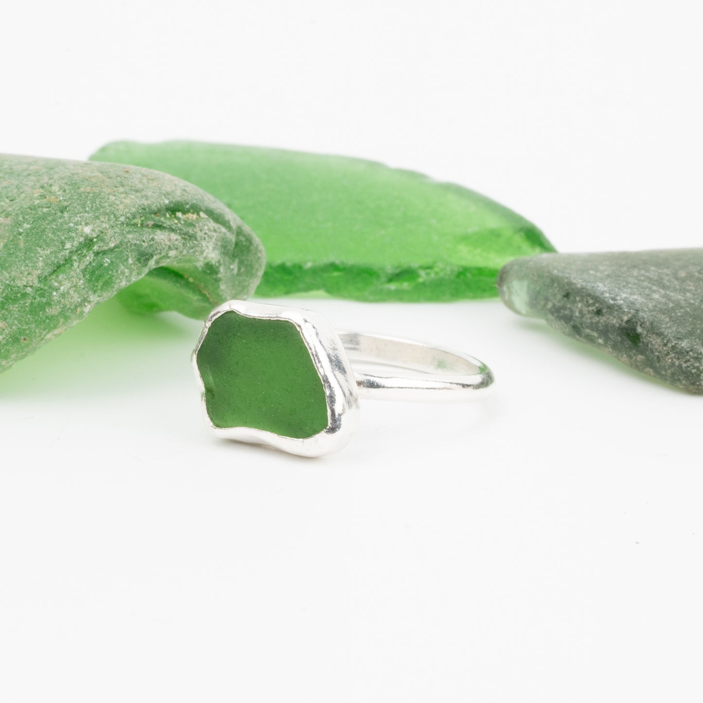 Dorset Green Seaglass Ring - Size O