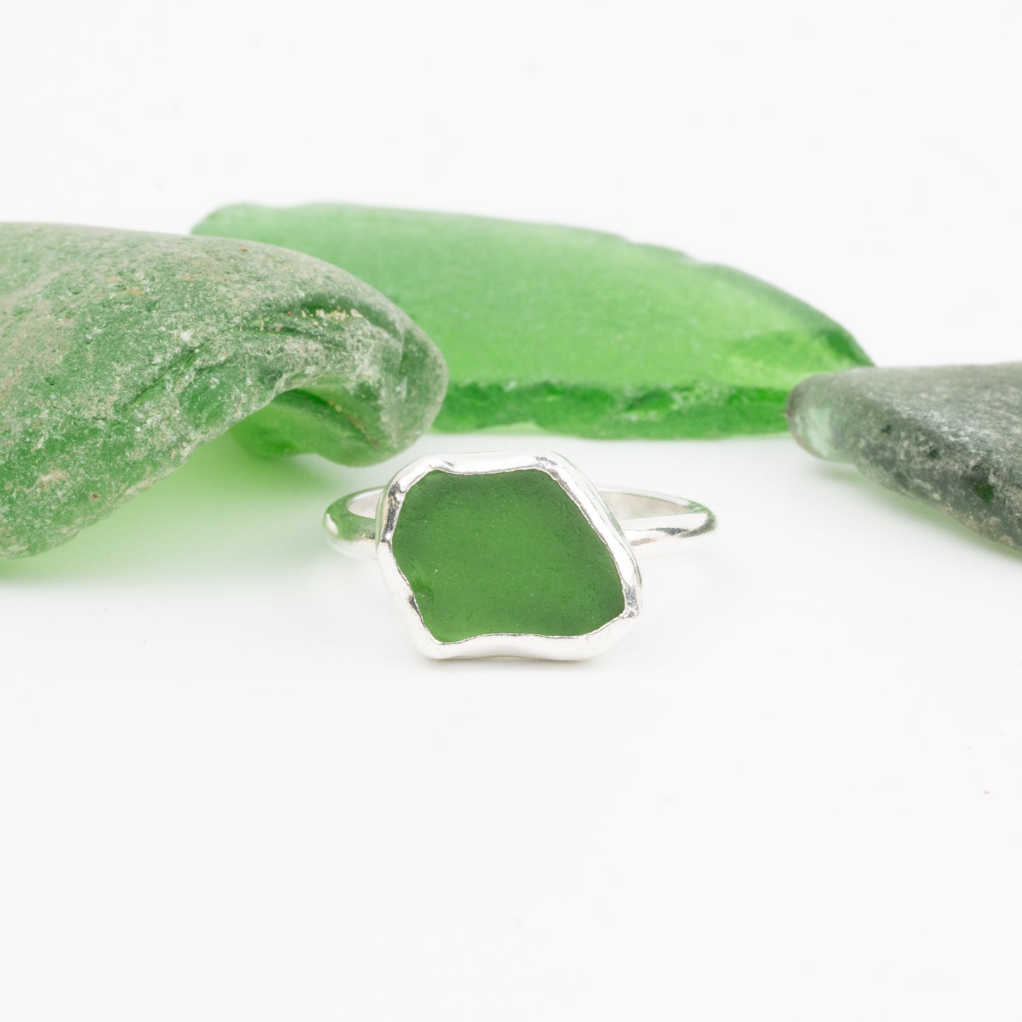 Dorset Green Seaglass Ring - Size O