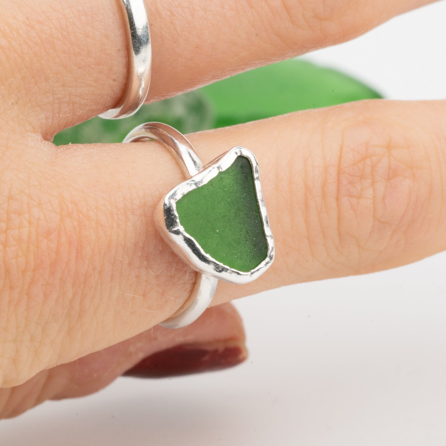 Dorset Green Seaglass Ring - Size O