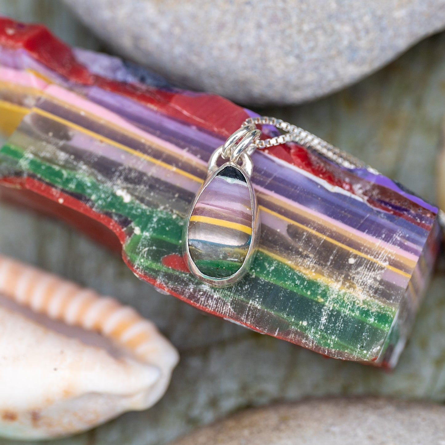 Silver Dorset Surfite Teardrop Necklace