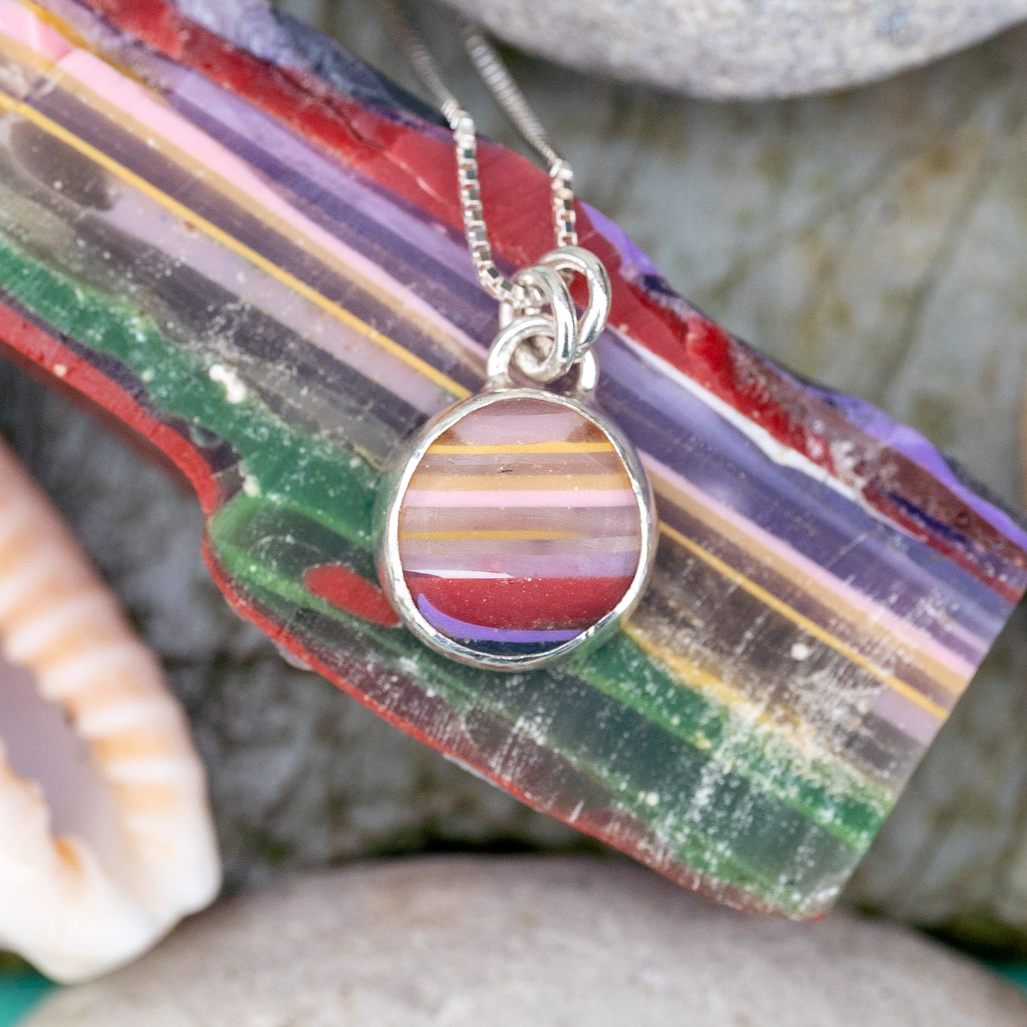 Silver Dorset Surfite Sunset Necklace