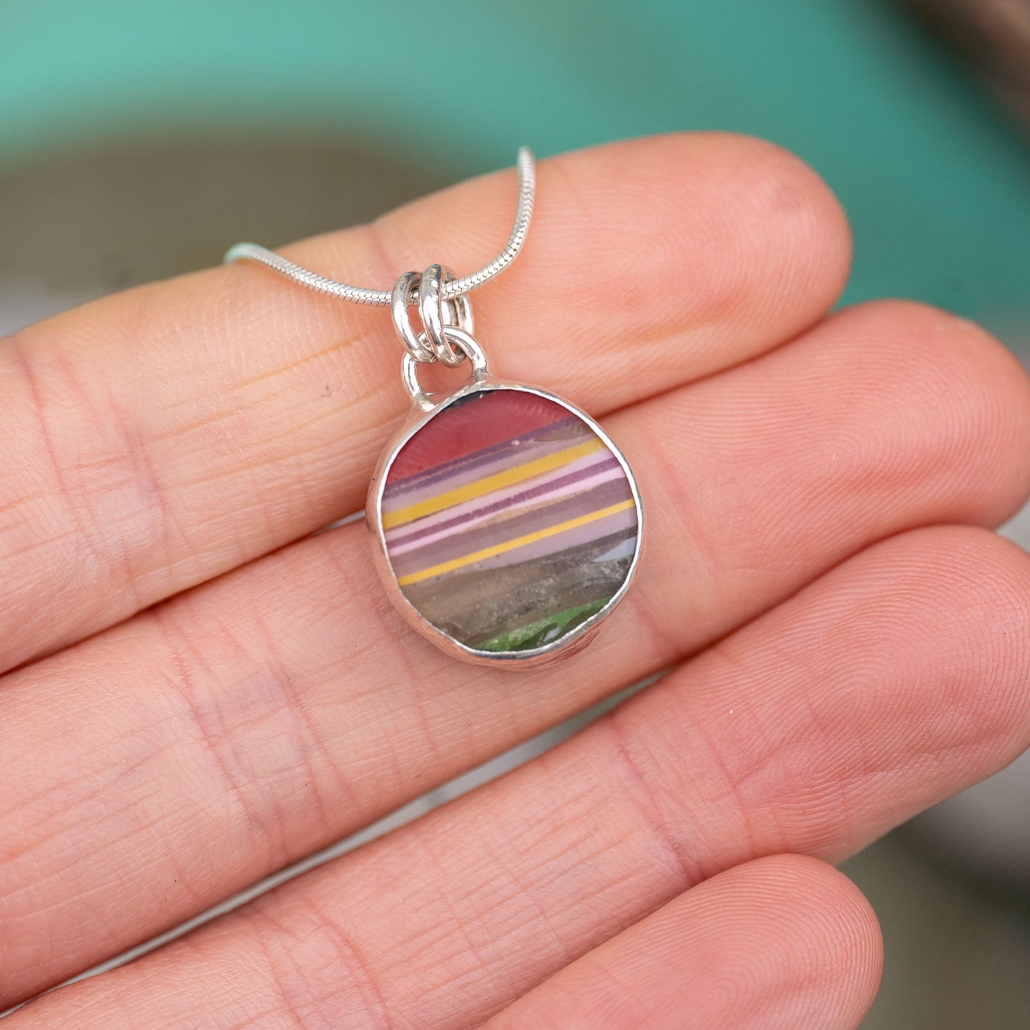 Silver Dorset Surfite Sunset Necklace