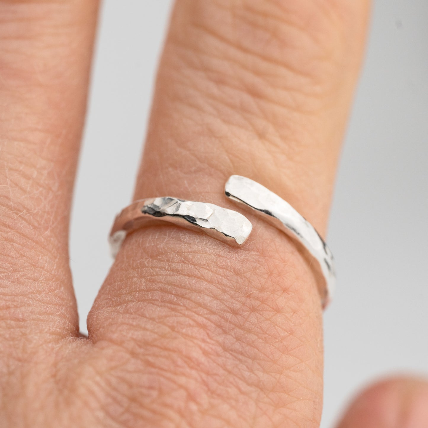 Adjustable Hammered Spiral Ring
