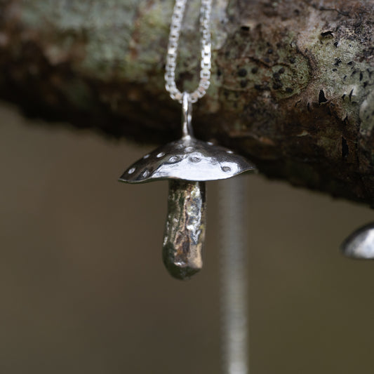 Silver Mushroom Necklace