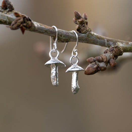 Recycled Silver Mushroom Earrings