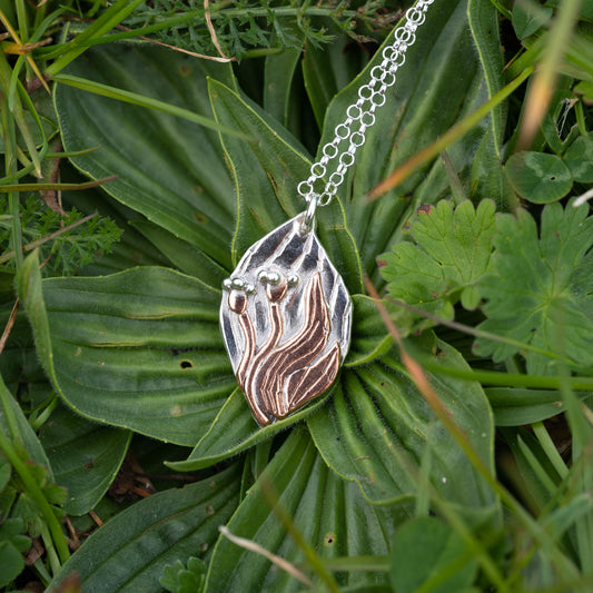 Silver & Copper Plantain Necklace