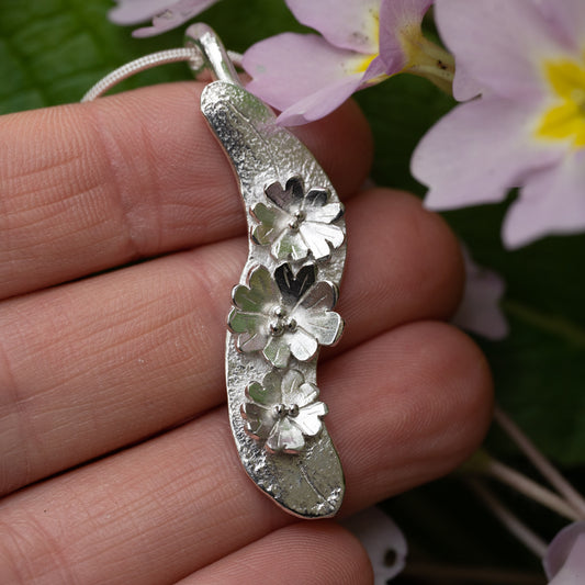 Recycled Silver Three Primrose Necklace