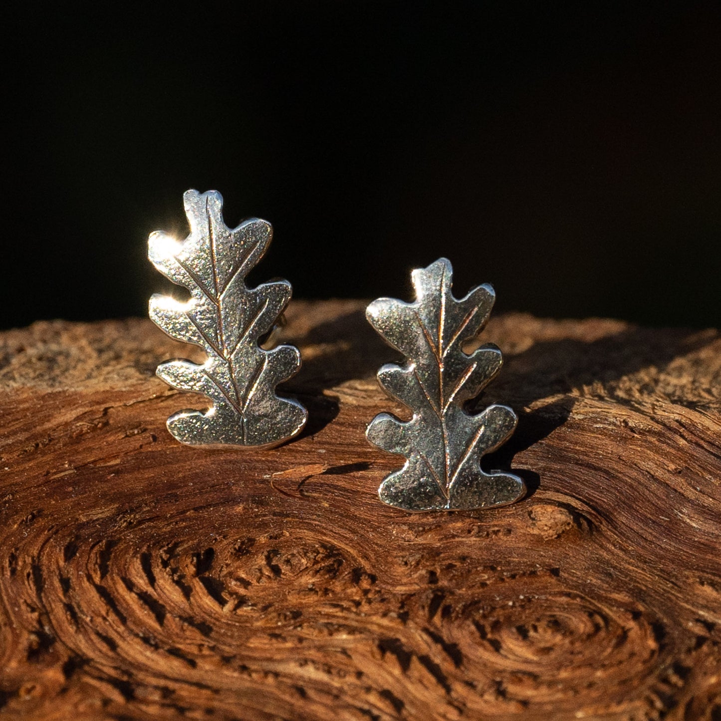 Oak Leaf Stud Earrings Small