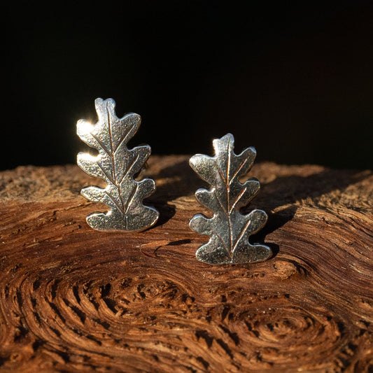 Oak Leaf Stud Earrings Small