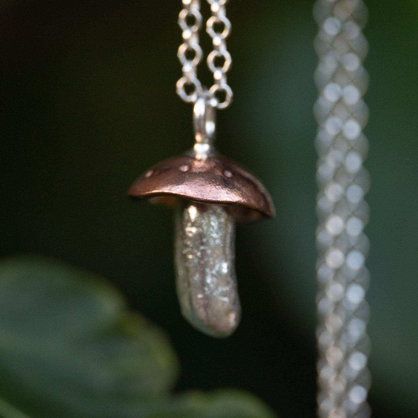 Copper & Silver Mushroom Pendant