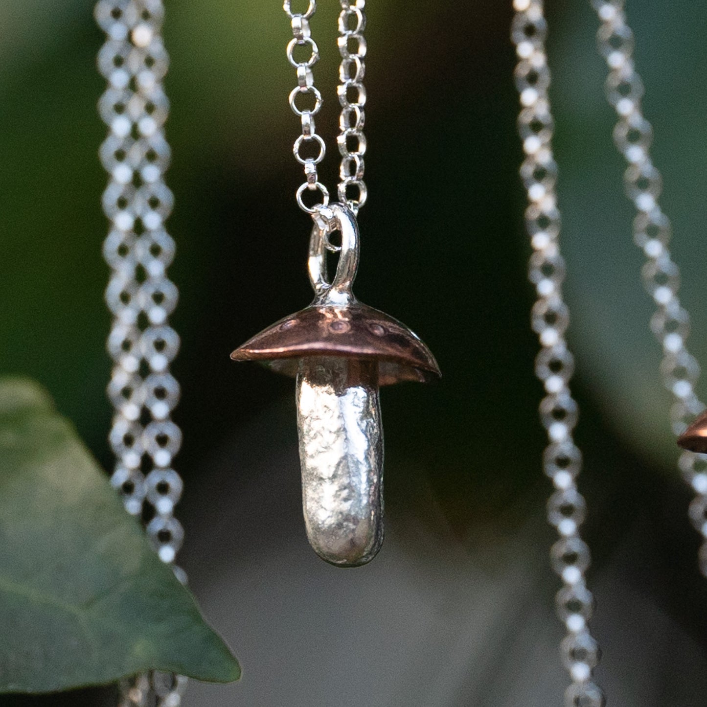 Copper & Silver Mushroom Pendant