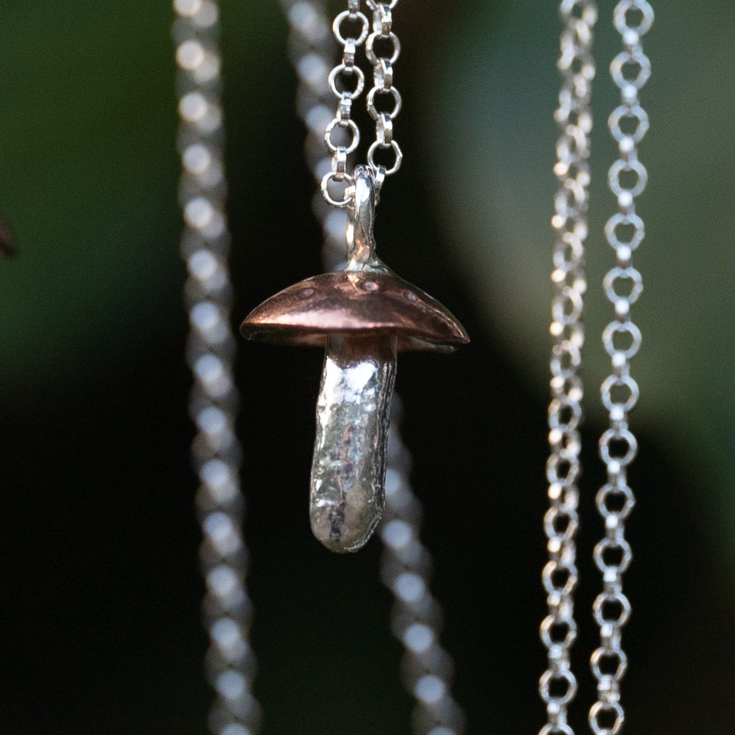 Copper & Silver Mushroom Pendant