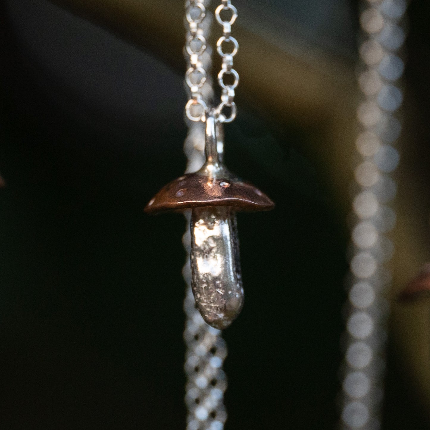 Copper & Silver Mushroom Pendant