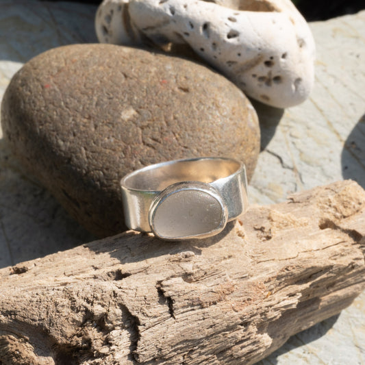 Dorset White Seaglass Ring - Size Q 1/2