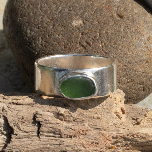 Dorset Green Seaglass Ring - Size M