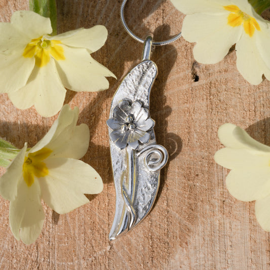 Recycled Silver Single Primrose Necklace