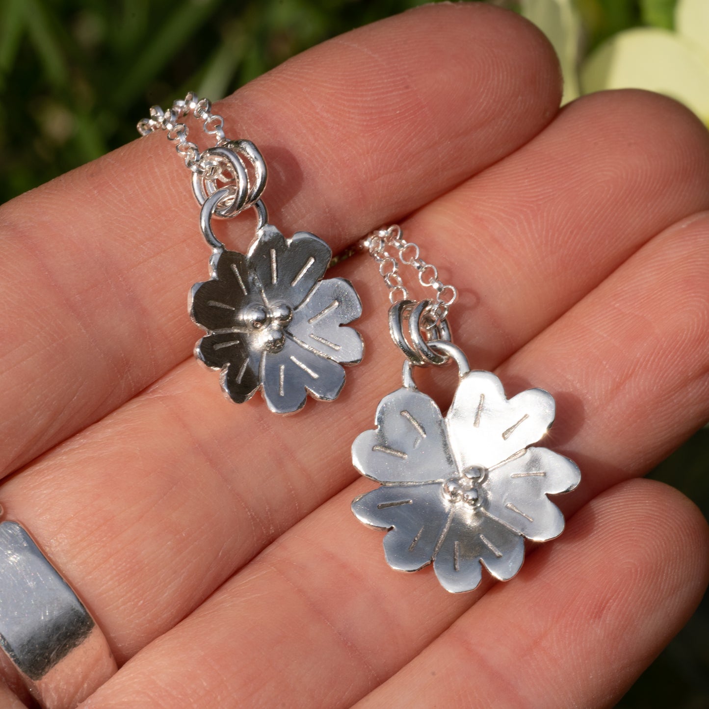 Recycled Silver Primrose Necklace