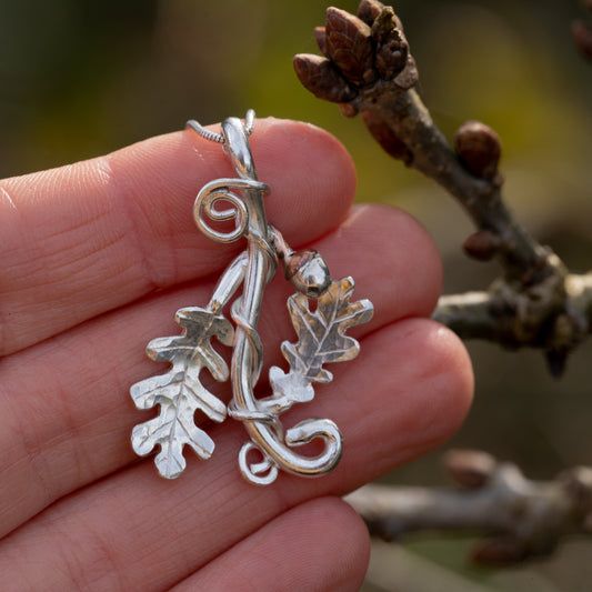 Oak Leaf Necklace with Copper Acorn - Purbeck Arts Week