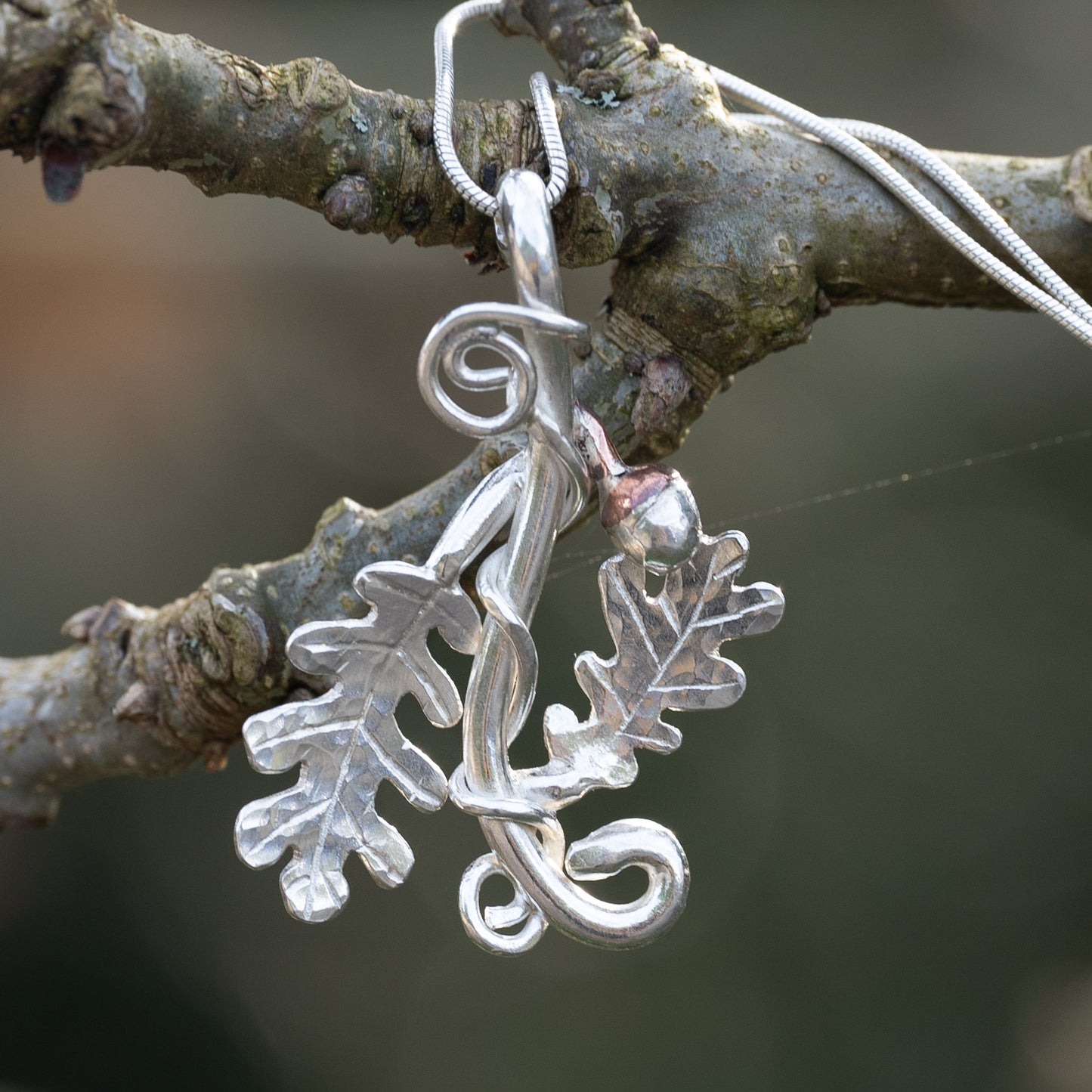 Oak Leaf Necklace with Copper Acorn - Purbeck Arts Week