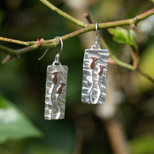 Handmade Silver Rosehip Earrings - Purbeck Arts Week