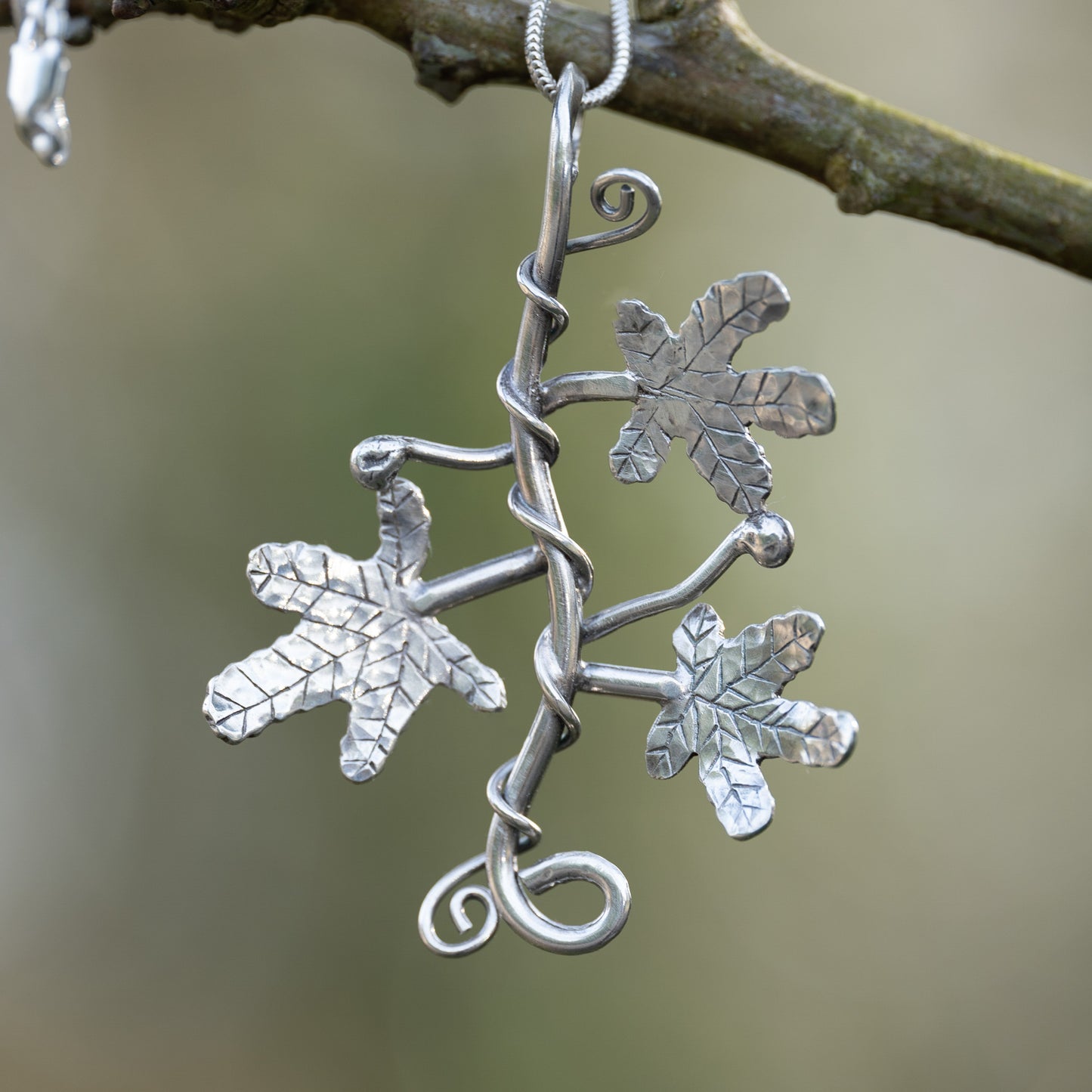Handmade Silver Fig Tree Necklace
