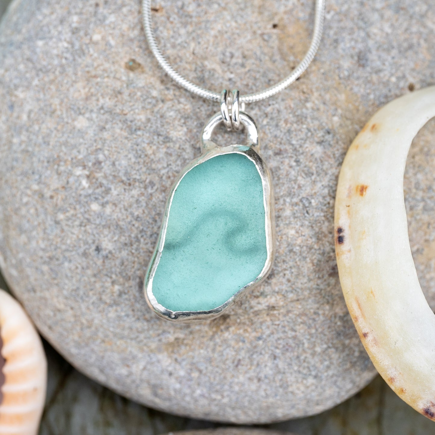 Dorset Blue Seaglass Wave Necklace