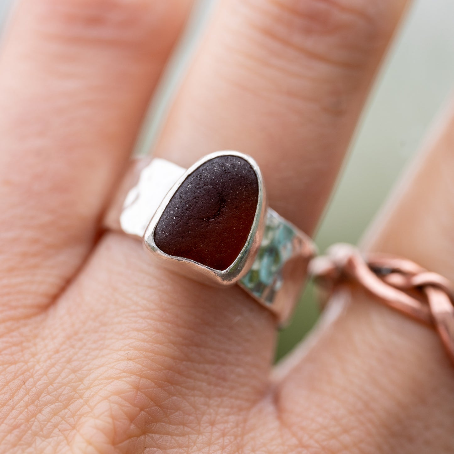 Dorset Brown Seaglass Ring - Size M