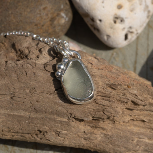 Dorset Clear/Grey Seaglass Necklace