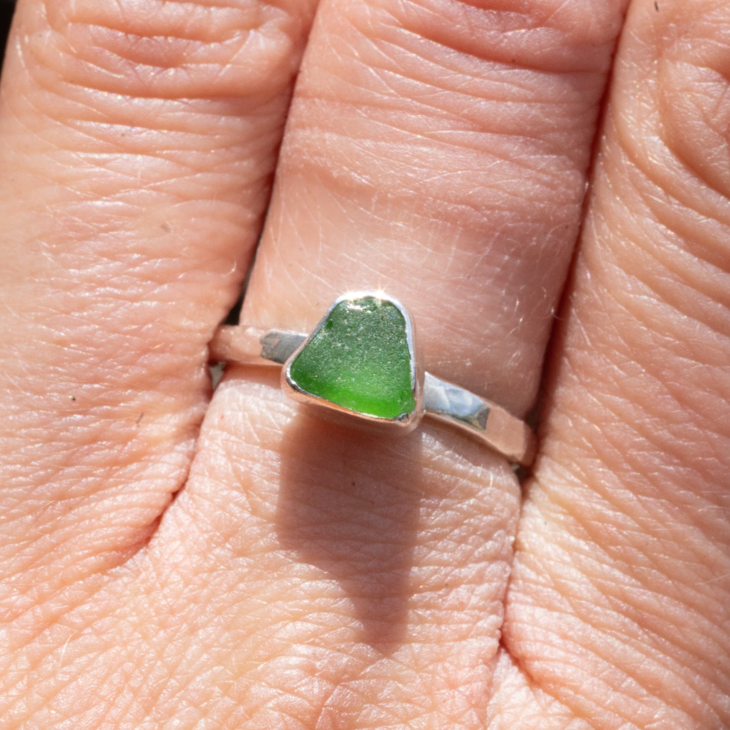 Dorset Green Seaglass Ring - Size K