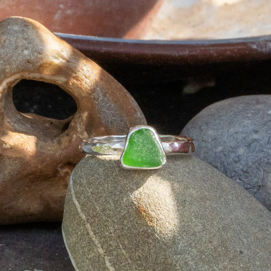 Dorset Green Seaglass Ring - Size K